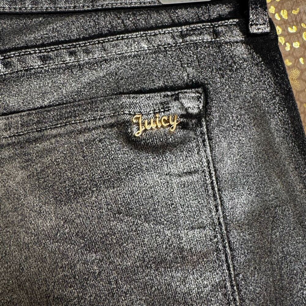 Juicy Couture Silver Metallic Coated Stretch Skinny Jeans Size 30 - Picture 10 of 12